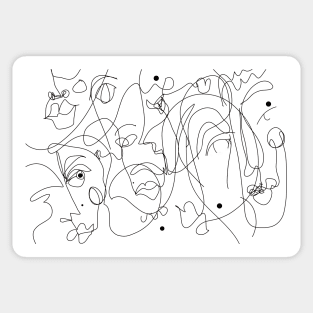 Abstract Faces Line Drawing Sticker